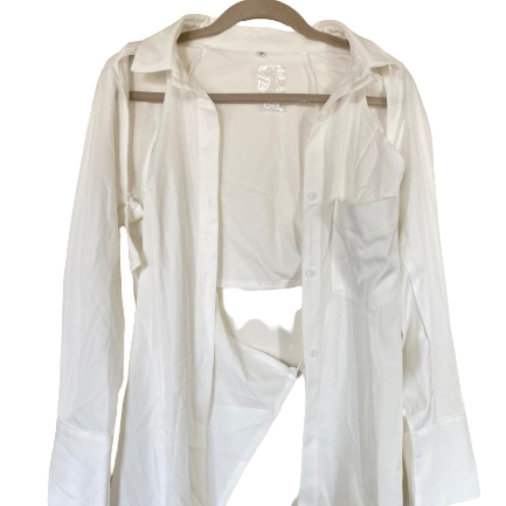 White Cutout Blouse Womens Size M
